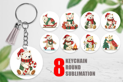Keychain Patchwork Polar Bear Sublimation artnoy 