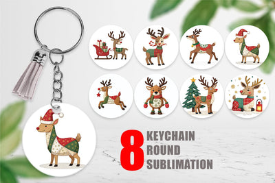 Keychain Patchwork Reindeer Sublimation artnoy 