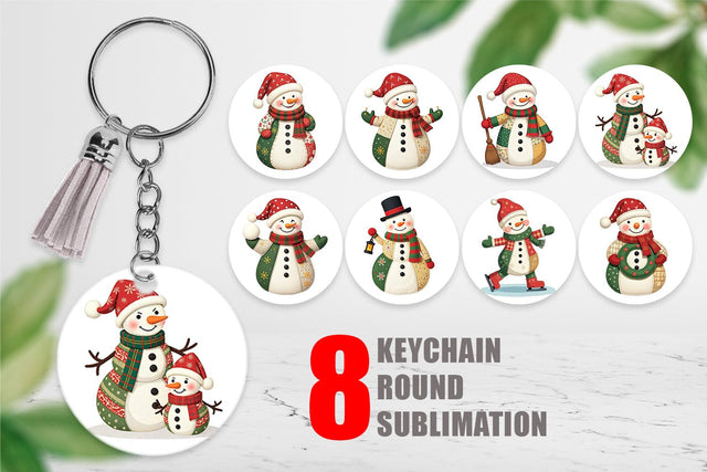 Keychain Patchwork Snowman Sublimation artnoy 