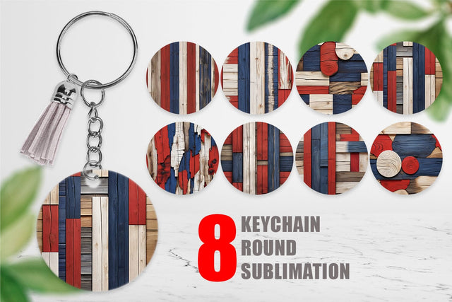 Keychain Patriot Day Wood Texture Sublimation artnoy 