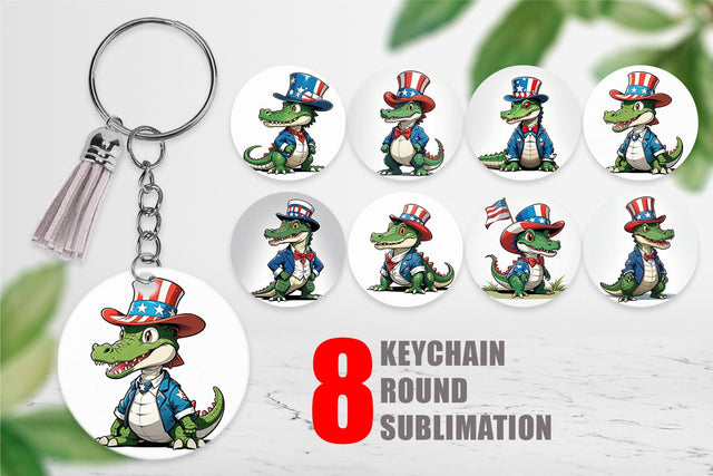 Keychain Patriotic Alligator Sublimation artnoy 