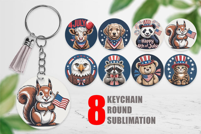 Keychain Patriotic Animal Sublimation artnoy 