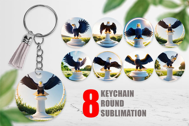 Keychain Patriotic Bald Eagle Sublimation artnoy 