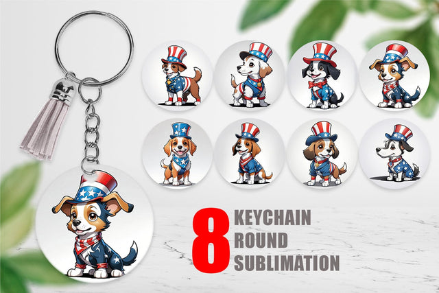 Keychain Patriotic Dog Sublimation artnoy 