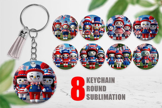 Keychain Patriotic Doll Crochet Sublimation artnoy 