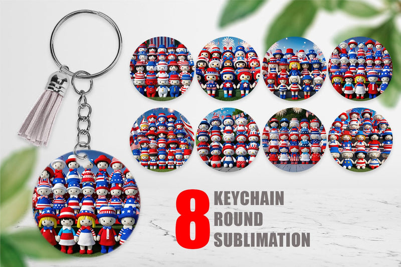 Keychain Patriotic Dolls Crochet Sublimation artnoy 