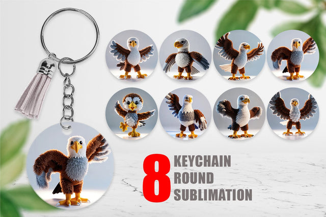 Keychain Patriotic Eagle Crochet Sublimation artnoy 