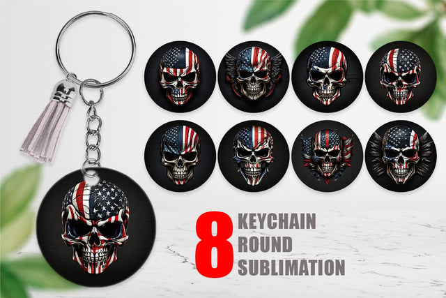 Keychain Patriotic Skull Sublimation artnoy 
