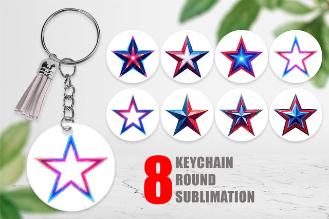 Keychain Patriotic Stars Sublimation artnoy 