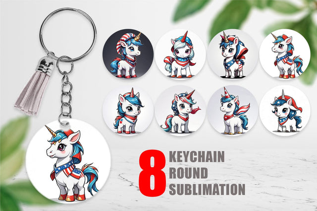 Keychain Patriotic Unicorn Sublimation artnoy 