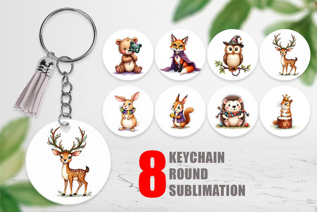 Keychain Paw-di Gras Puppy & Kitten Carnival Watercolor Sublimation artnoy 