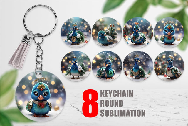 Keychain Peacock Christmas Sublimation artnoy 