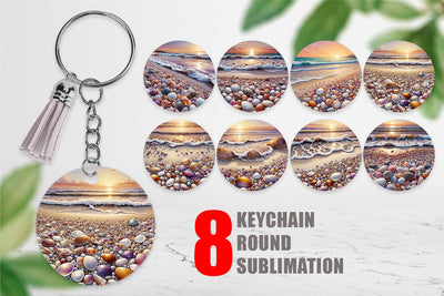 Keychain Pebbles and Shells Sublimation artnoy 