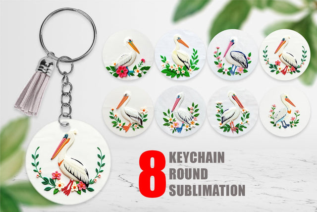 Keychain Pelican Embroidery Sublimation artnoy 