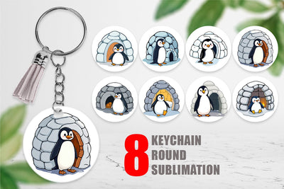 Keychain Penguin and Igloo Sublimation artnoy 
