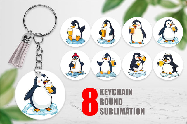 Keychain Penguin Beer Day Sublimation artnoy 