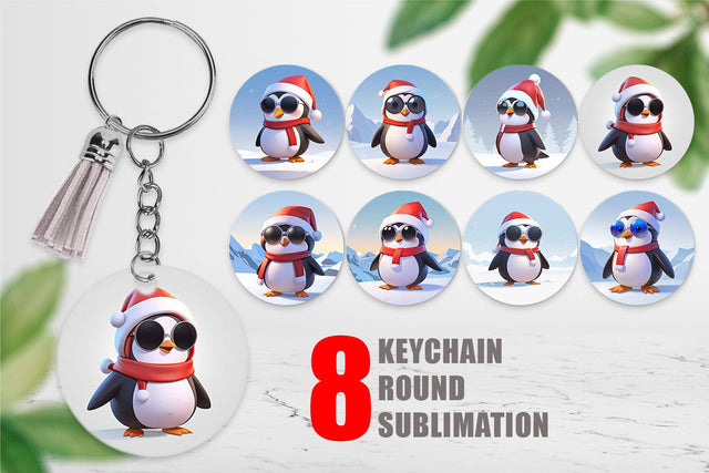 Keychain Penguin Christmas Sublimation artnoy 