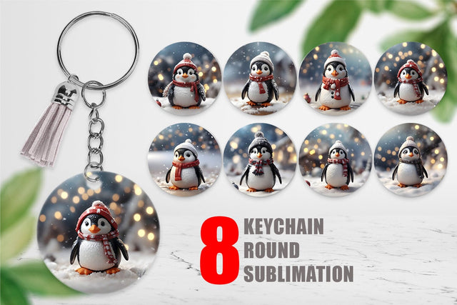 Keychain Penguin Christmas Sublimation artnoy 