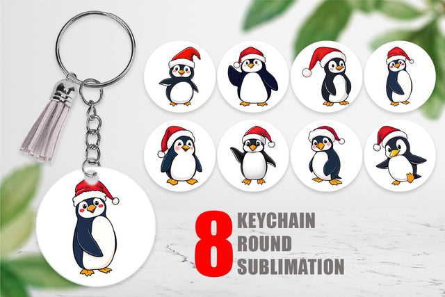 Keychain Penguin in a Santa Hat Sublimation artnoy 