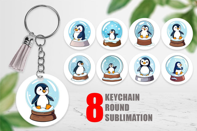 Keychain Penguin in a Snow Globe Sublimation artnoy 