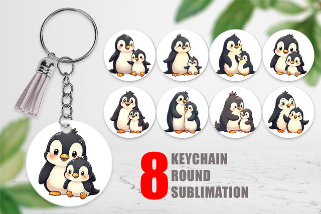 Keychain Penguin Mother's Day Sublimation artnoy 