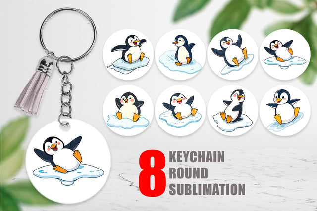 Keychain Penguin Sliding on Ice Sublimation artnoy 