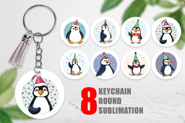 Keychain Penguin with a Party Hat Sublimation artnoy 