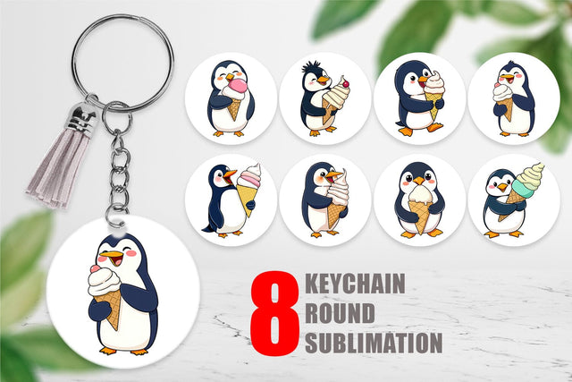 Keychain Penguin with an Ice Cream Sublimation artnoy 