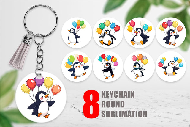 Keychain Penguin with Balloons Sublimation artnoy 