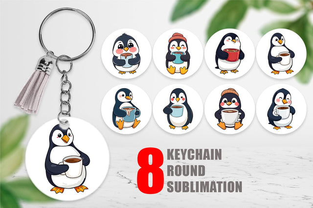 Keychain Penguin with Hot Cocoa Sublimation artnoy 