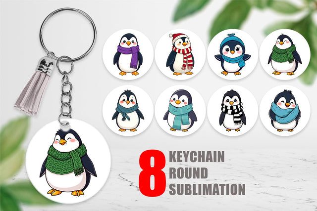 Keychain Penguin with Scarf Sublimation artnoy 