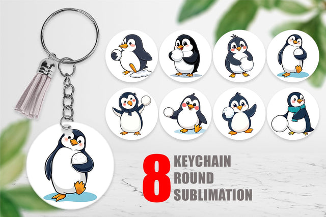 Keychain Penguin with Snowball Sublimation artnoy 
