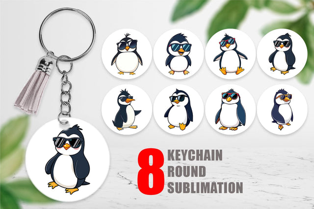 Keychain Penguin with Sunglasses Sublimation artnoy 