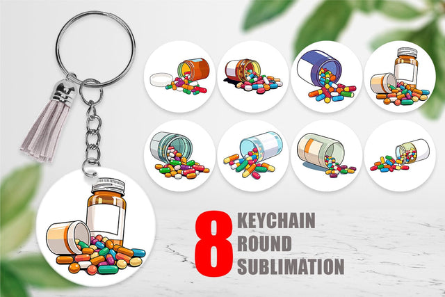 Keychain Pill Bottle Sublimation artnoy 