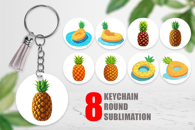 Keychain Pineapple Float Sublimation artnoy 