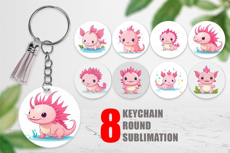 Keychain Pink Axolotl Valentine Sublimation artnoy 