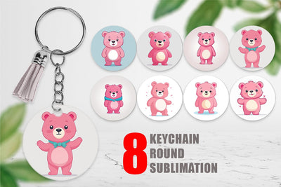 Keychain Pink Bear Valentine Sublimation artnoy 