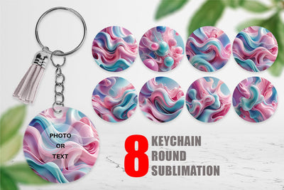 Keychain Pink Blue Fluid Wave Sublimation artnoy 