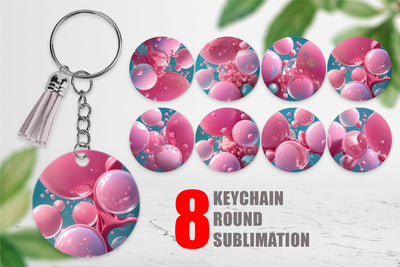 Keychain Pink Bubbles Water Sublimation artnoy 