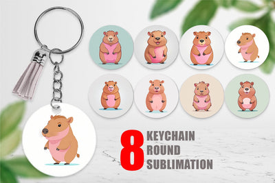 Keychain Pink Capybara Valentine Sublimation artnoy 