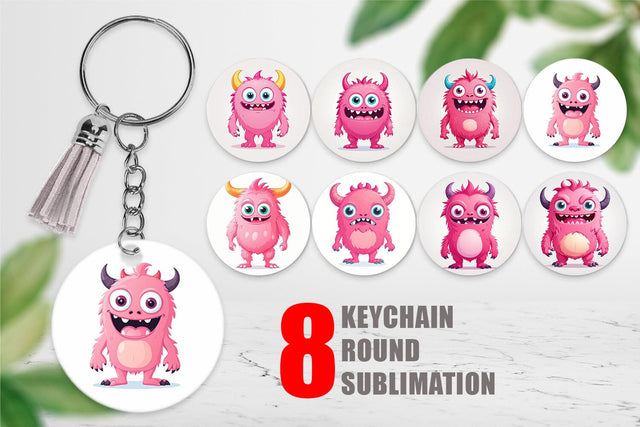 Keychain Pink Classic Monster Valentine Sublimation artnoy 