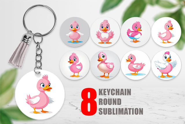 Keychain Pink Duck Valentine Sublimation artnoy 