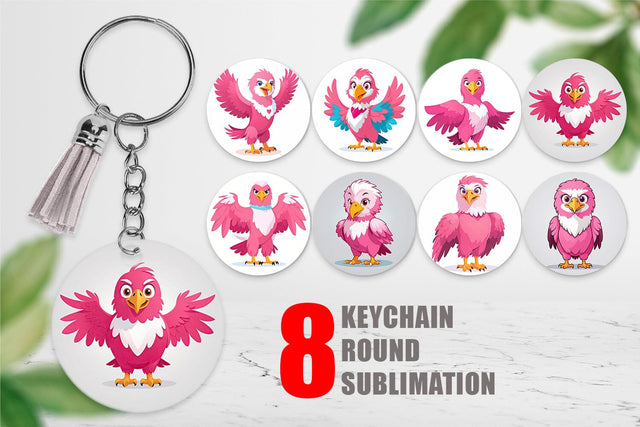 Keychain Pink Eagle Valentine Sublimation artnoy 