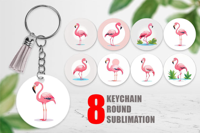Keychain Pink Flamingo Valentine Sublimation artnoy 