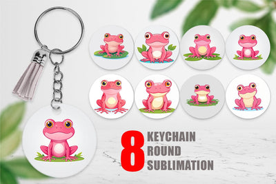Keychain Pink Frog Valentine Sublimation artnoy 