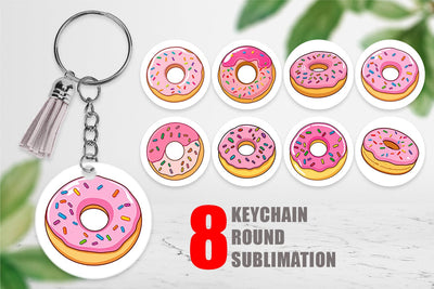 Keychain Pink Frosted Donut Sublimation artnoy 