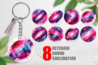 Keychain Pink Galaxy Sublimation artnoy 