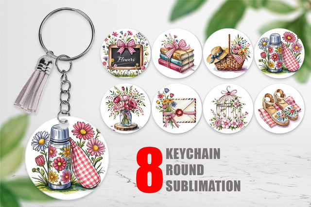 Keychain Pink Gingham Summer Sublimation artnoy 