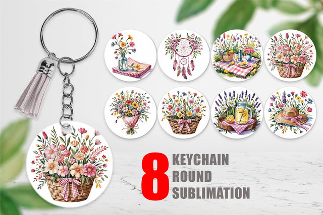 Keychain Pink Gingham Summer Sublimation artnoy 