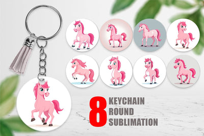 Keychain Pink Horse Valentine Sublimation artnoy 